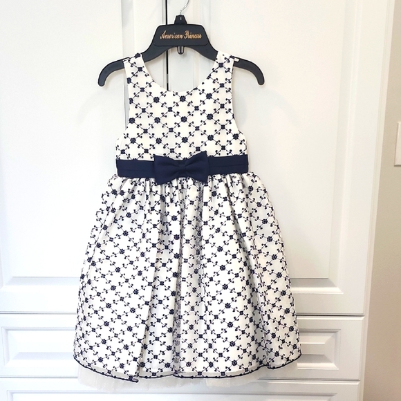 American Princess Navy and White Kids Dress - Picture 1 of 3